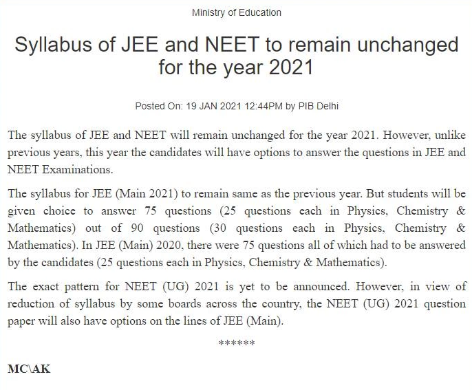 JEE Main 2021 | Registrations (Extended), Exam Dates ...