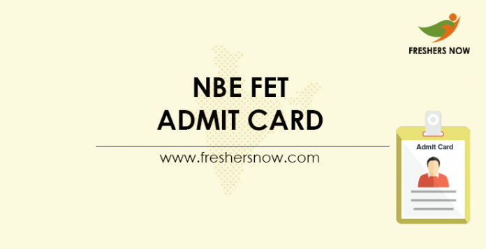 NBE FET Admit Card