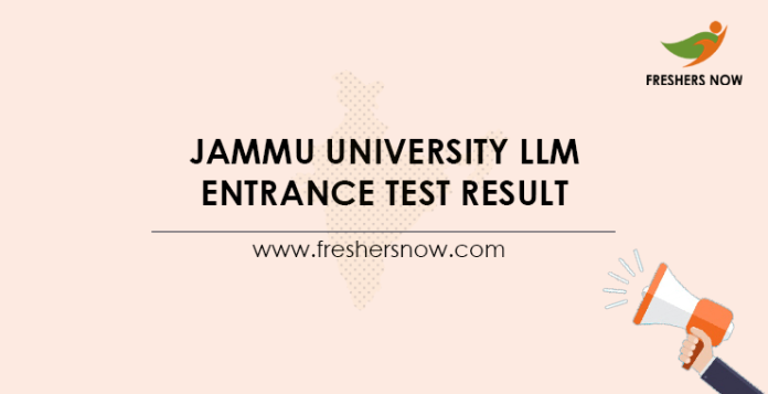 Jammu University LLM Entrance Test Result