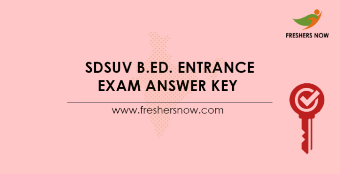 SDSUV B.Ed. Entrance Exam Answer Key