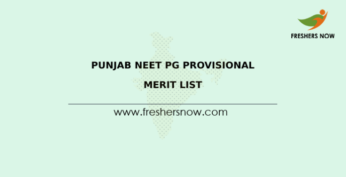 Punjab NEET PG Provisional Merit List