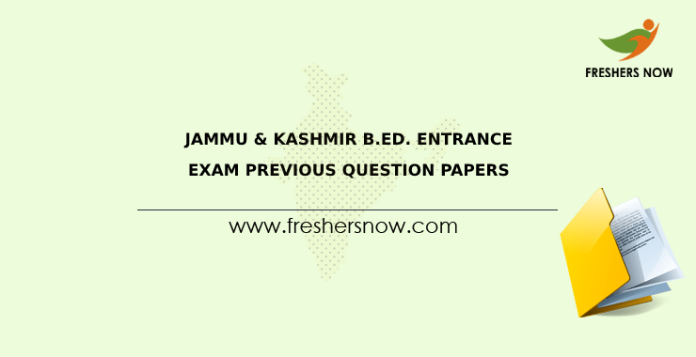 Jammu & Kashmir B.Ed. Entrance Exam Previous Question Papers