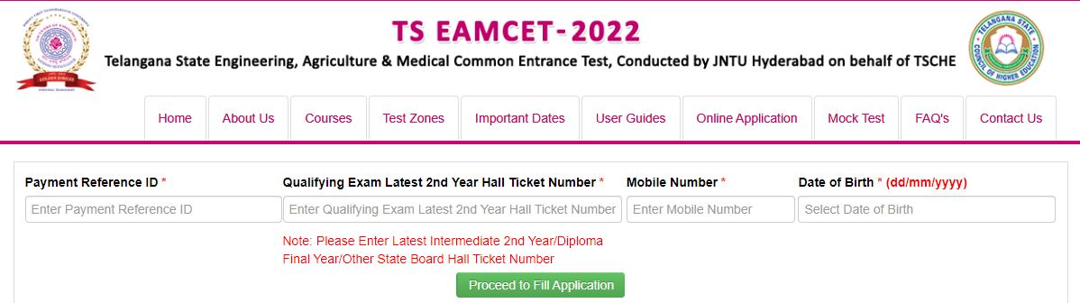 ts eamcet application form