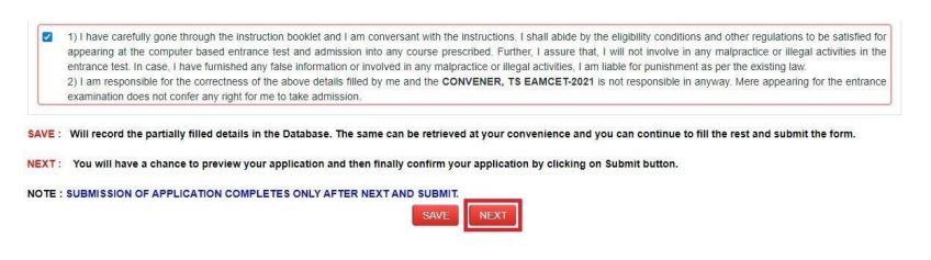 ts eamcet submit application