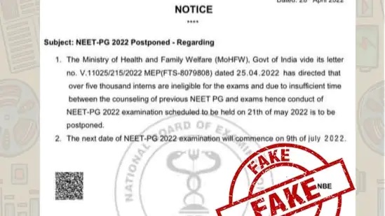 NEET PG Exam Postponement Fake News