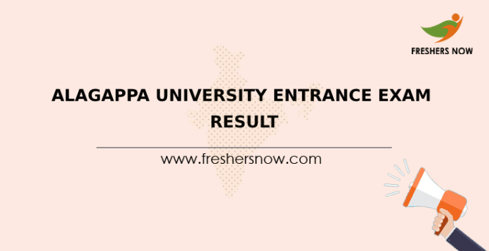 Alagappa University Entrance Exam Result