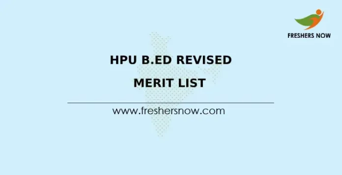 HPU B.Ed Revised Merit List